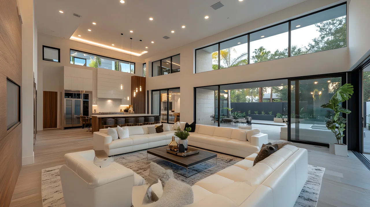 Contemporary residence with integrated lighting and technology