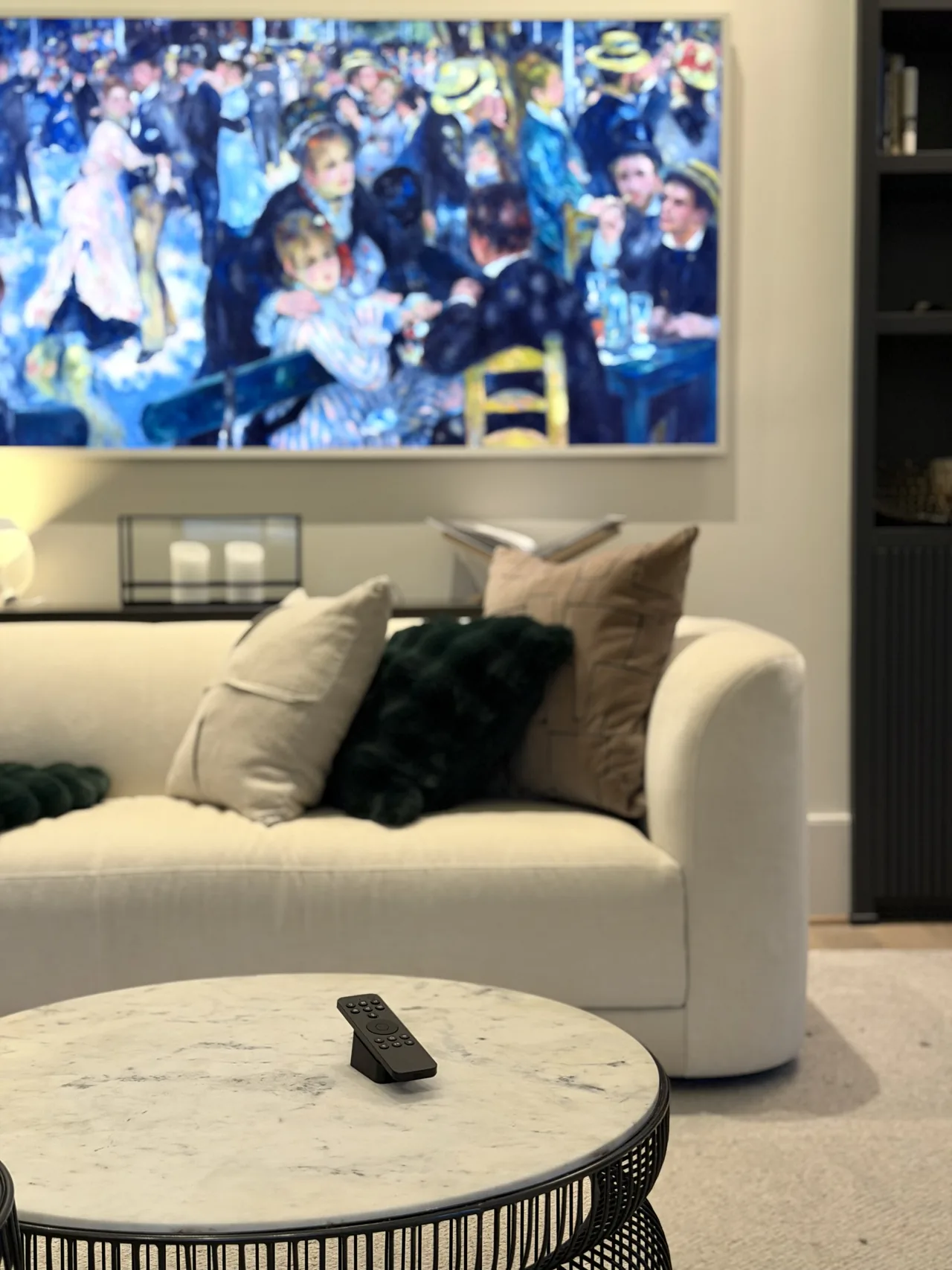 Samsung Frame TV displaying artwork in the living room