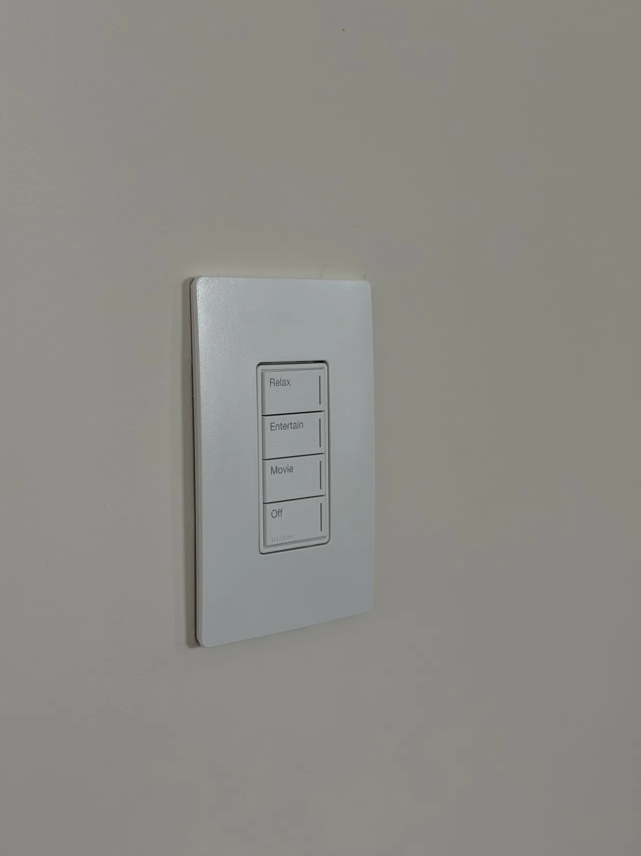 White Lutron scene keypad at Intelligent Home