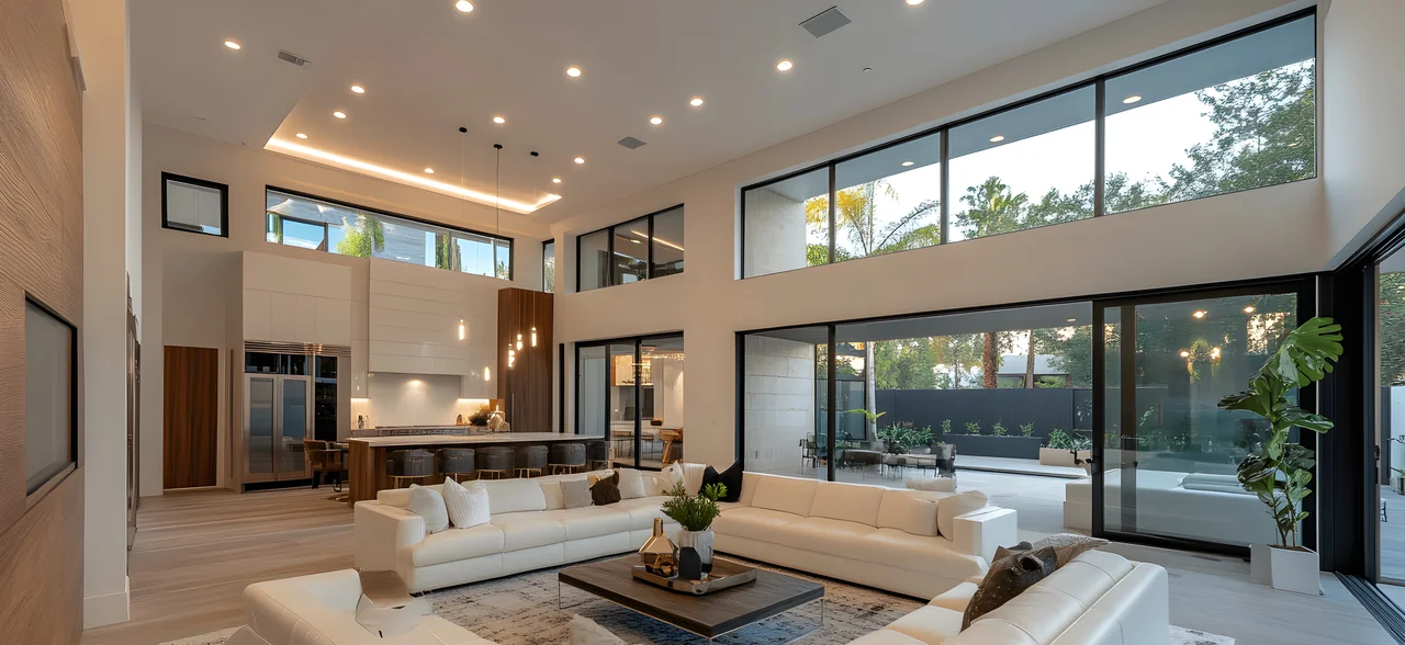 Modern residence with integrated Lutron lighting and controls